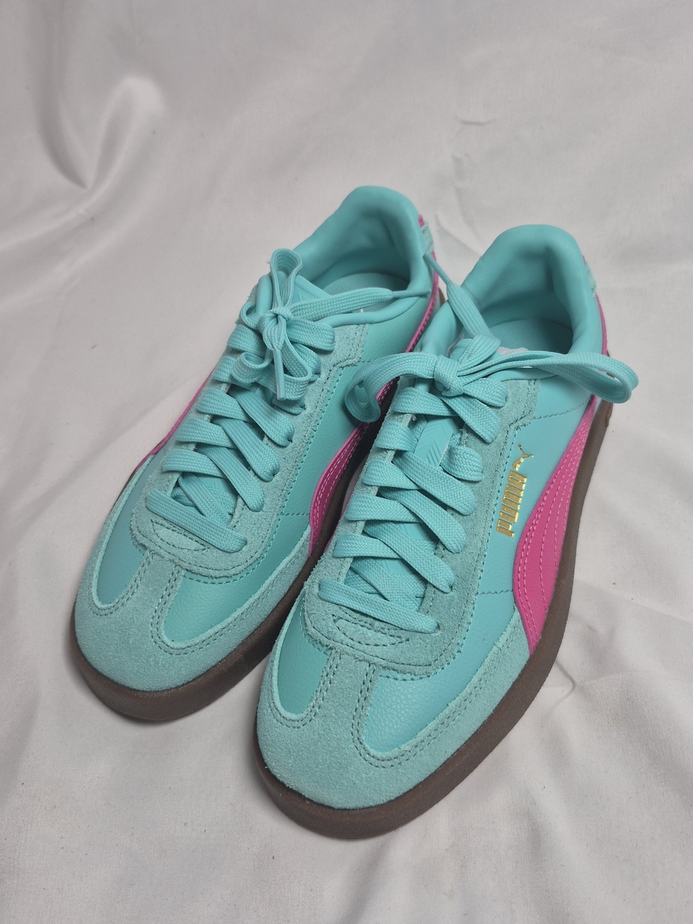 PUMA Club II Era Jr Electric Peppermint Pink Teal Sneakers 4.5Y Streetwear Boho